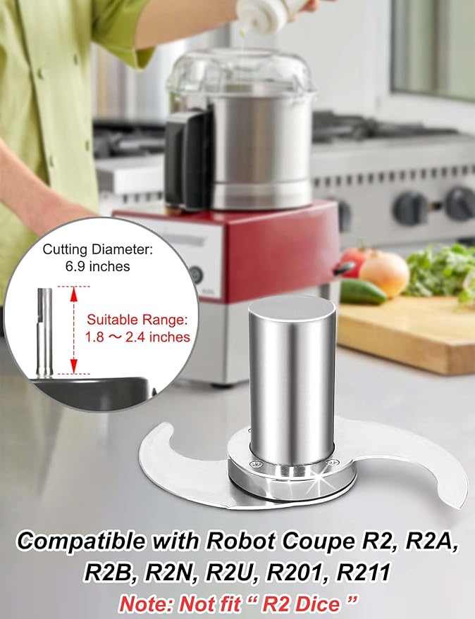 27055 Modular Blade for Robot Coupe Food Processor R2, R2A, R2N, R2B, R2U, R201, R211, Stainless Steel Case & 2-Pack Spare Blades, Microplastic-Free, Reusable, 5 Year Warranty