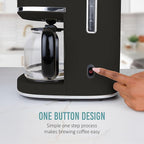 Nostalgia Classic Retro 10 Cup Coffee Maker - One-Touch Drip Brew, Reusable Filter - Anti-Drip, Auto Shutoff, & Time Display - Dishwasher Safe 50 oz Carafe - Black