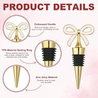 uxcell 2 Pcs Bow Wine Stopper, Reusable Wine Stoppers Airtight Leak-proof Bottle Plugs Liquor Saver Beer Beverage Glass Bottles Stopper for Bar Holiday Party Home Decor, Gold-White
