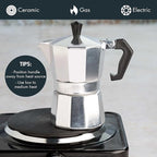Primula Classic Stovetop Espresso and Coffee Maker, Moka Pot for Italian and Cuban Café Brewing, Greca Coffee Maker, Cafeteras, 3 Espresso Cups, Silver