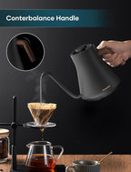 INTASTING Electric Kettles, Gooseneck Electric Kettle, ±1℉ Temperature Control, Stainless Steel Inner, Quick Heating, for Pour Over Coffee, Brew Tea, Boil Hot Water, 0.9L Dark Grey