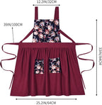 Pinknoke Vintage Pinafore Apron Dress for Women with Pockets Cute Floral Chef Aprons for Kitchen Cooking Baking Gardening