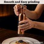 Premium 8" Salt and Pepper Grinder 2PK. Large Peppermill - Refillable, Adjustable Coarse, Antique Stainless Steel Spice Shaker. Clear Acrylic aesthetic - Cute Copper Color Kitchen Gift for Mom