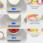 WIWUE GUO Food Scale, Kitchen Scale, Weight Scale Grams and Ounces for Weight Loss, Baking, Cooking, Keto and Meal Prep, LCD Display, 304 Stainless Steel