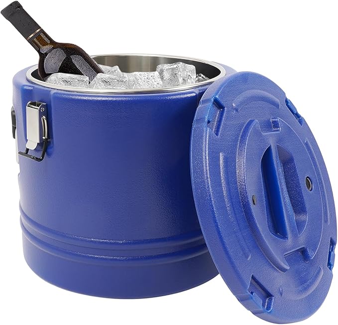 Eapmic 21.1Qt Insulated Food Container, Stainless Steel Container, 20L Commercial Soup Carrier 12 Hours Heat Preservation for Hot and Cold Food Storage Restaurant Canteen Home Lunch Use (Blue, 20L)