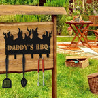 Generic Personalized BBQ Cooking Utensils Wall Hooks Rack for Dad Custom Grilling Tool Organizer Barbecue Tool Metal Storage Holders Grill Cutlery Hanger Father's Day Utensils Hanging Hooks (Style 2)