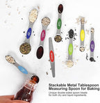 Magnetic Measuring Spoons Set Stainless Steel with Leveler, 9pcs Multicolors Measuring Cups Set for Baking, Measuring Cups and Spoon Set Kitchen Gadgets Apartment Essentials Fits in Spice Jars