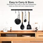 Measuring Cups and Spoons Set, 10 Pieces Nesting Measure Tools, Kitchen Essentials Gadgets with Stainless Steel Handle for Dry & Liquid Ingredient, Black