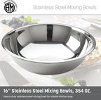 American Metalcraft 16" Stainless Steel Mixing Bowl - 13-Quart Durable Metal Bowls for Mixing, Large Stainless Steel Bowl
