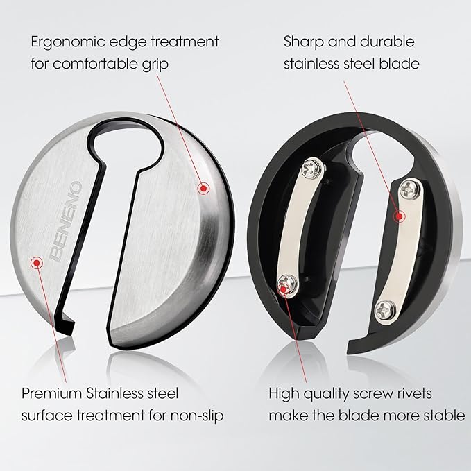 Beneno Wine Opener with Stainless Steel Wine Foil Cutter - Bottle Top Seal Cutter, Zinc Alloy Premium Wing Corkscrew with Multifunctional Bottles Opener, Midnight Black