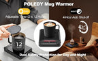 Fast Heating Coffee Mug Warmer,POLEDY Auto Shut Off Cup Warmer, Electric Beverage Warmer for Tea, Milk, Cocoa with 2-12H Timer, 3-Temp Settings Candle Warmer Plate, Black Smart Candle Melter