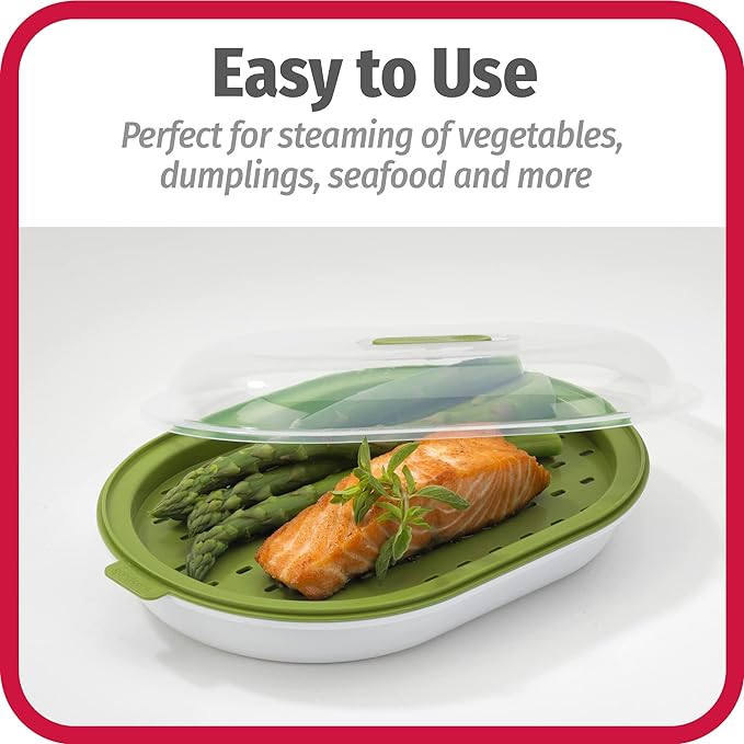 GoodCook Everyday Microwave Food Steamer – Vegetable & Fish Cooker, Preserves Vitamins & Nutrients, Quick Dinner & Meals, Adjustable Steam Release Vent