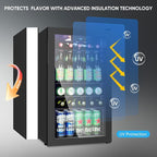 Beverage Refrigerator Cooler - 120 Can Mini Fridge with Glass Door for Soda Beer or Wine, Beverage Cooler for Bedroom, Office, Bar with Adjustable Shelves & Digital Temperature Display, Black