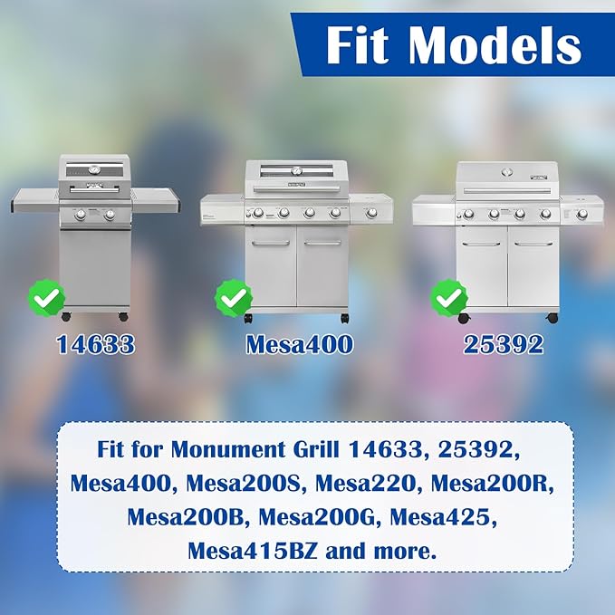 SafBbcue A005 Cast Iron Griddle for Monument Grill 14633, 25392, Mesa400, Mesa200S Replacement Parts, Reversible Grill Plate for Mesa220, Mesa200R, Mesa200B, Mesa200G, Mesa425 Gas Grill Accessories