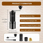 M7 Pro Manual Coffee Grinder,Titanium Coating Conical Burr,Hand Coffee Grinder with External 72 Grinding Scales,All-round Hand Grinder for Pour Over Drip French Press Espresso (Black)