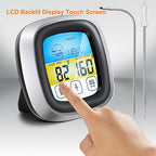 Meat Thermometer, Digital Oven Thermometer with Long Probe, Large LCD Touchscreen, Kitchen Timer, Instant Read Grill Thermometer for Oven BBQ Candy Steak Cooking Baking Grilling
