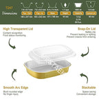 Oval Aluminum Foil Food Trays with Lids (5 Pack) – 2X Thicker Heavy Duty Gold Takeout Containers for Catering, Parties, Meal Prep & Food Serving, 50oz
