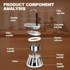4 Cup Single Tube Moka Pot Stainless Steel Stovetop Espresso Maker Cafeteras Italian Percolator Espress Makers Capable Greca Mocha Coffee Machine for Induction Home 310ml 10.5oz