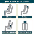 PAVILIA Travel Blanket Airplane Compact with Bag, Small Travel Pillow Blanket for Long Flights, Lightweight Plane Blanket with Luggage Strap, Camping Blanket for Traveler Essentials, Black, 65x40