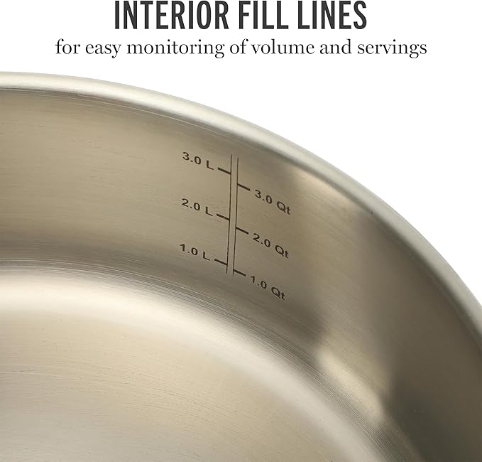 Martha Stewart Castelle 10 Piece 18/8 Durable Stainless Steel Induction Safe Pots and Pans Non-Toxic Kitchen Cookware Set - Gold Handles - Dishwasher Safe