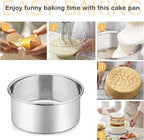 P&P CHEF 6 Inch Cake Pans Set, Round Baking Pan Stainless Steel Layer Birthday Wedding Cake Oven Pans, Non Toxic & Heavy Duty, Deep Side & Mirror Finish, Dishwasher Safe, (2Pcs)