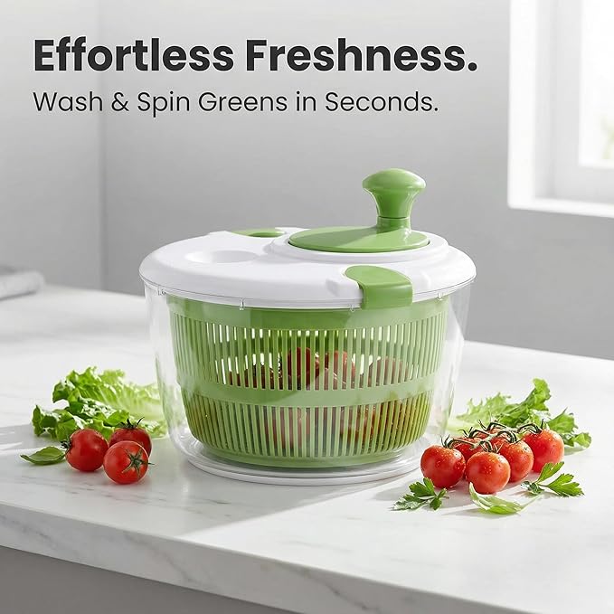 5QT Large Salad Spinner, Detachable Fruit & Vegetable Washer Dryer with Colander, Easy-Clean Lettuce Spinner for Kitchen, Dishwasher-Friendly Vegetable Dryer Basket