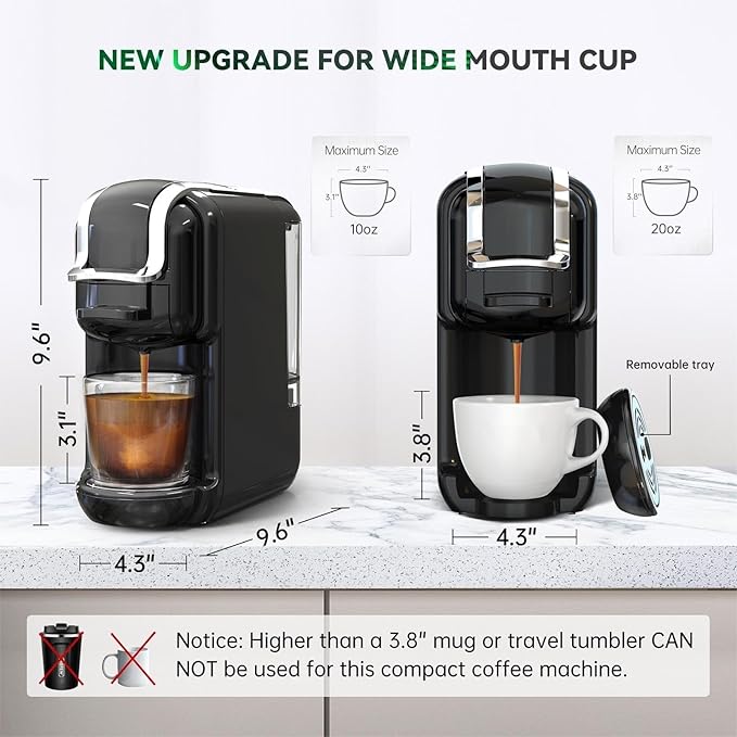 Multi-Capsule Coffee Maker, Hot/Cold Coffee Maker, Milk, ESE Pod Ground Coffee, Cafeteria, 19 Bar, 5 in 1 (Color : H2B M1A BK, Size : CHINA_EU)