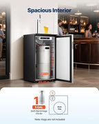 VEVOR Beer Kegerator, Single Tap Commercial Draft Beer Dispenser for D system, Refrigerator With Shelves, Hold 1 Sixth Keg, 2.5lbs CO2 Tank, 92L