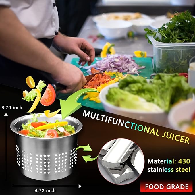Stainless Steel Vegetable Squeezer, Upgrade Non-Slip Red Silicone Handle,Filling Pancakes,etc. (Upgrade 40oz)