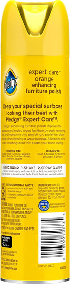 Pledge Enhancing Polish, Wood & Furniture Spray, Orange Scent, 9.7oz (Pack of 3)