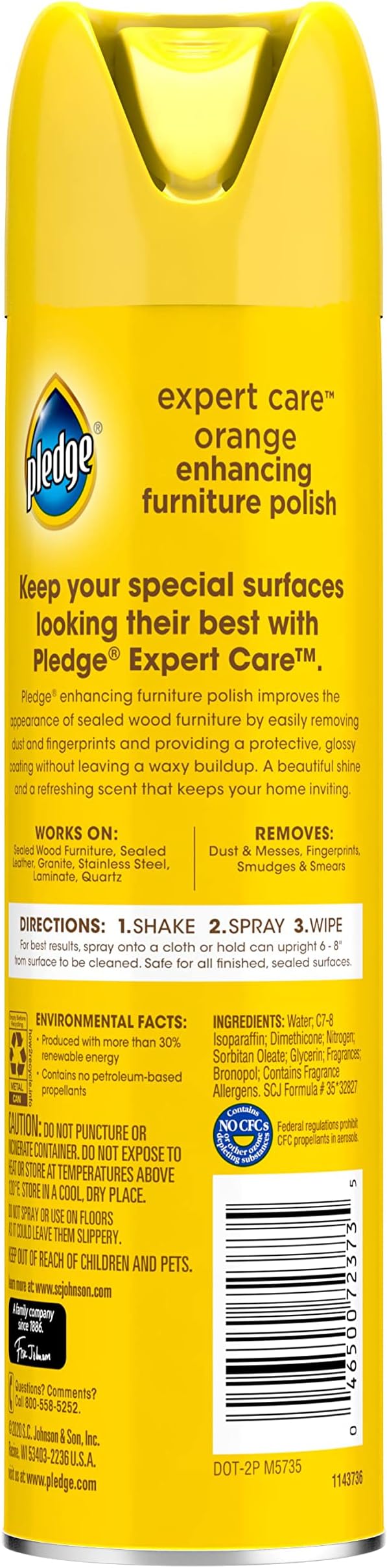 Pledge Enhancing Polish, Wood & Furniture Spray, Orange Scent, 9.7oz (Pack of 3)