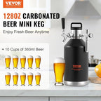 Beer Growler Tap System, 128Oz 4L Mini Keg, 304 Stainless Steel Pressurized Beer Growler, Keg Growler with Pressure Display, CO2 Regulator Faucet, Leak-Proof Ring For Draft, Homebrew, Craft Beer