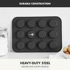 GreenPan Bakewell 12-Cup Muffin Pan, Healthy Ceramic Nonstick Bakeware, PFAS-Free Cupcake Mold, Durable Baking Tray, Versatile Kitchen Essentials, Easy Clean Ovenware, Black