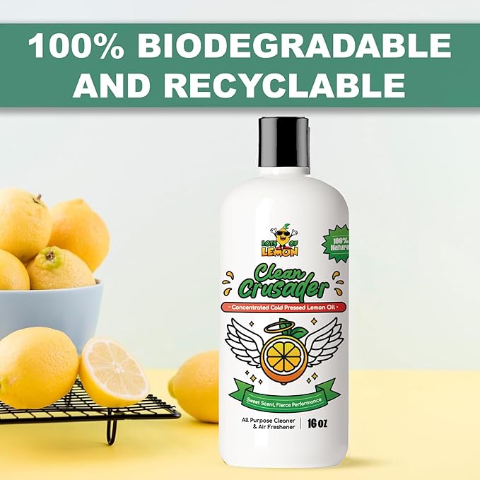 Clean Crusader Cold Pressed Lemon Oil Concentrate - All Purpose Cleaner & Air Freshener - 16oz 1 pack
