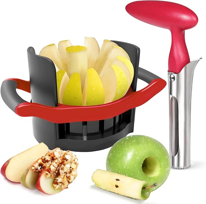 Newness 5.12 - Inch Large Apple Slicer Corer, Cut 12 Thin Slices All the Way Through, HEAVY - DUTY Stainless Steel Apple Corer & Slicer Dishwasher Safe