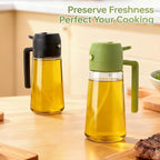 2Pcs Glass Oil Sprayer for Cooking 16oz/470ml, Kitchen Gadget for Air Fryer, Salad, BBQ, Frying（Black+Green）