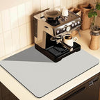 Coffee Mat for Countertops ,Coffee Bar Accessories Fit Under Coffee Maker Espresso Machine, Absorbent Hide Stain Rubber Mat for Countertop ,Dish Drying Mat for Kitchen Counter (Light Gray, 12"x19")