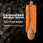 Riveira Dark Bamboo Wooden Spoons for Cooking 6-Piece, Apartment Essentials Wood Spatula Spoon Nonstick Kitchen Utensil Set Premium Quality Housewarming Gifts for Everyday Use