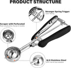 Cookie Scoop 2 Tbsp for Baking, Professional Stainless Steel Ice Cream Scoop 44mm, Melon Baller Muffin Scoop, Good Soft Grips, Quick Trigger Release, 30ml (2 Tablespoon)