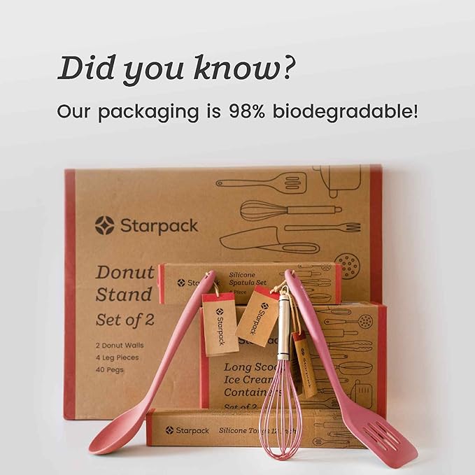 Starpack 'Stir & Serve' Silicone Cooking Utensils Set (5 Pcs) - 10.5" - Kitchen Utensil Set Heat Resistant to 600°F - Kitchen Utensils for Nonstick Cookware - Silicone Utensil Set for Mixing & Cooking