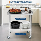 36x30x30 in Stainless Steel Equipment Grill Stand Table NSF Certified with 5 in Wheels, 400 LBS Capacity, 2 in Edge Baffle, for Hotel, Home, Commercial Restaurant Kitchen