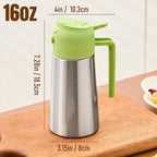 PARACITY Oil Dispenser Bottle with Stainless Steel Shell & Ceramic Sprayed Interior, 2 in 1 Olive Oil Sprayer and Dispenser, Oil Spray Bottle for Cooking, Kitchen, BBQ, Air Fryer, Salad, Baking(Green)