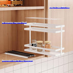 Mustorn 4 Pack Pull Out Spice Rack Organizer for Cabinet, 2 Tier Metal Slide Out Seasoning Organizer and Storage Heavy Duty Vertical Spice Rack Shelf Pullout for Kitchen Cabinets No Drilling (White)