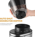 Ollygrin Burr Coffee Grinder, Electric Conical Coffee Bean Grinder With 30 Adjustable Grind Settings For 2-12 Cups, Sliver & Black
