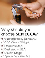Semecca® Wine Opener – Professional Waiter’s Corkscrew, Double Hinged Wine Key, Wine Bottle Opener with Wooden Gift Box, Gift for Wine Lovers