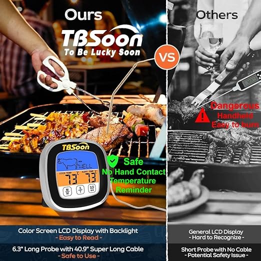 Multifunctional Digital Thermometer for Cooking,Food Thermometer+Thermometer Alarm+Kitchen Timer,Large Color Screen,Instant Read,Fast Response,grill bbq accessories,Kitchen Oven Meat Thermometer-DMT03