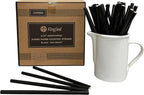 500 Count | Kingseal FSC Certified Paper Cocktail Straws, Stirrers, Unwrapped, 5.75 Inch Length x 6mm Diameter, BLACK, "Jumbo" Size, Biodegradable, Earth Friendly, Bulk Pack - 1 Box of 500