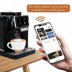 Fully Automatic Espresso Coffee Machine with Milk Cooler 4.3" Touchscreen Dual Heating 11 One Touch Beverages Adjustable Grinder & Milk Frother WiFi Smart Control