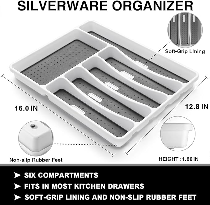 49-Piece Black Silverware Set with Organizer, Food-Grade Stainless Steel Black Flatware for 8, Cutlery Utensil Sets with Steak Knives, Rust-proof, Mirror Polished, Dishwasher Safe, Roman Column