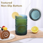 ZMOWIPDL Vintage Hobnail Drinking Glasses Set of 8,Blue 12 oz & 15oz Highball Glass Cups,Kitchen Drinkware Glassware,Embossed Water Tumbler,for Beer,Cocktail,Whiskey,Juice and Various Mixed Drinks